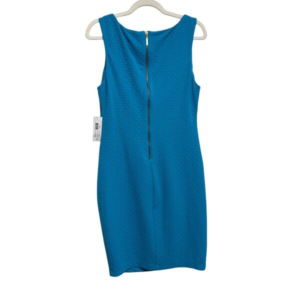 Bisou Bisou Michele Bohbot Sleeveless Dress Sz 14 Turquoise Bodycon Ruched Party - Picture 2 of 7